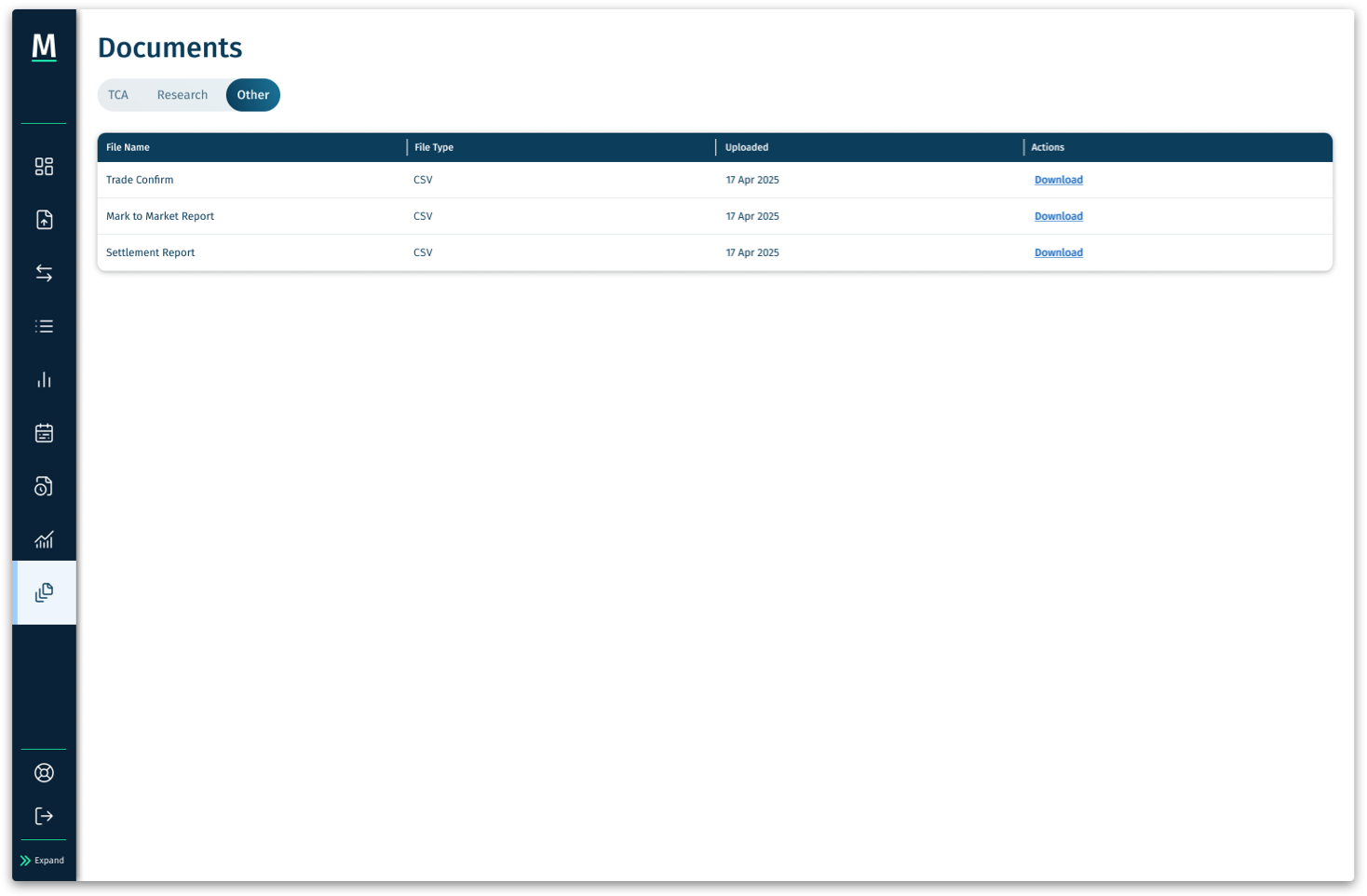 Screenshot of the dashboard showing automated FX & cash reporting packs, customisable by format, frequency, or channel.