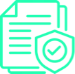 Icon for enhancing governance with a document and shield.