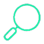 Icon for TCA transparency of FX costs with a magnifying glass.